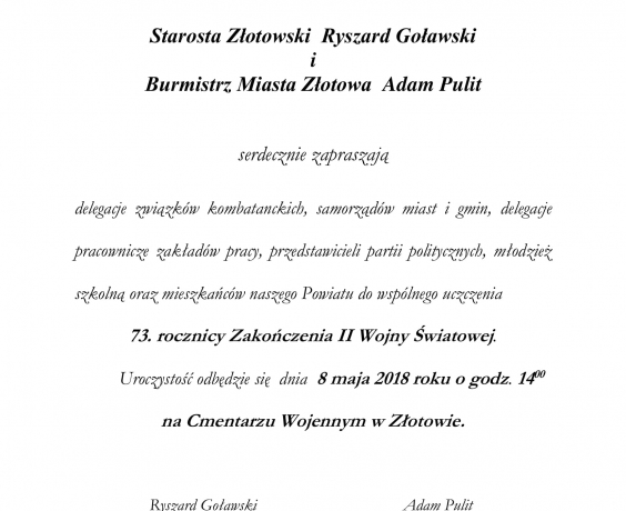 Złotów uczci 73. rocznicę zakończenia II Wojny Światowej